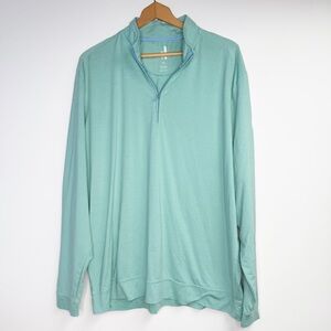 Johnnie-O Lightweight 1/4 Zip Mint Blue Stripe Golf Pullover Warwick Hills XL